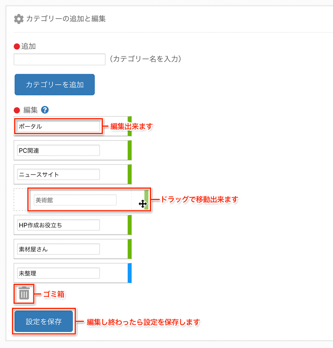 カテゴリーの編集